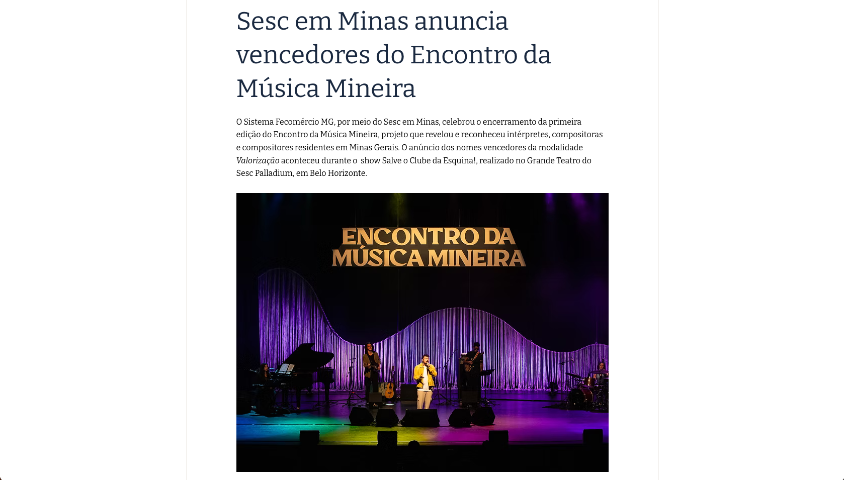 Encontro da Música Mineira — capa do case